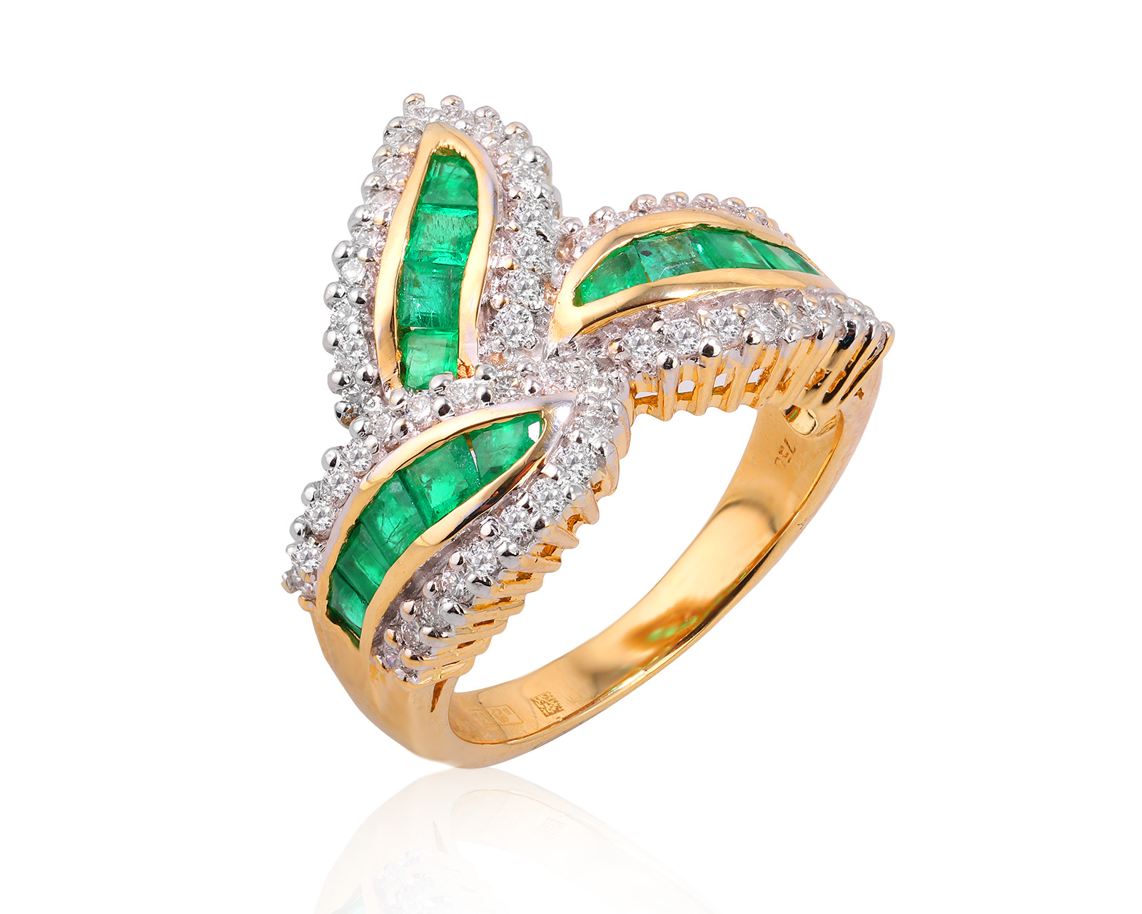 Золотое кольцо с изумрудами 0.88ct и бриллиантами 0.52ct 170425/1