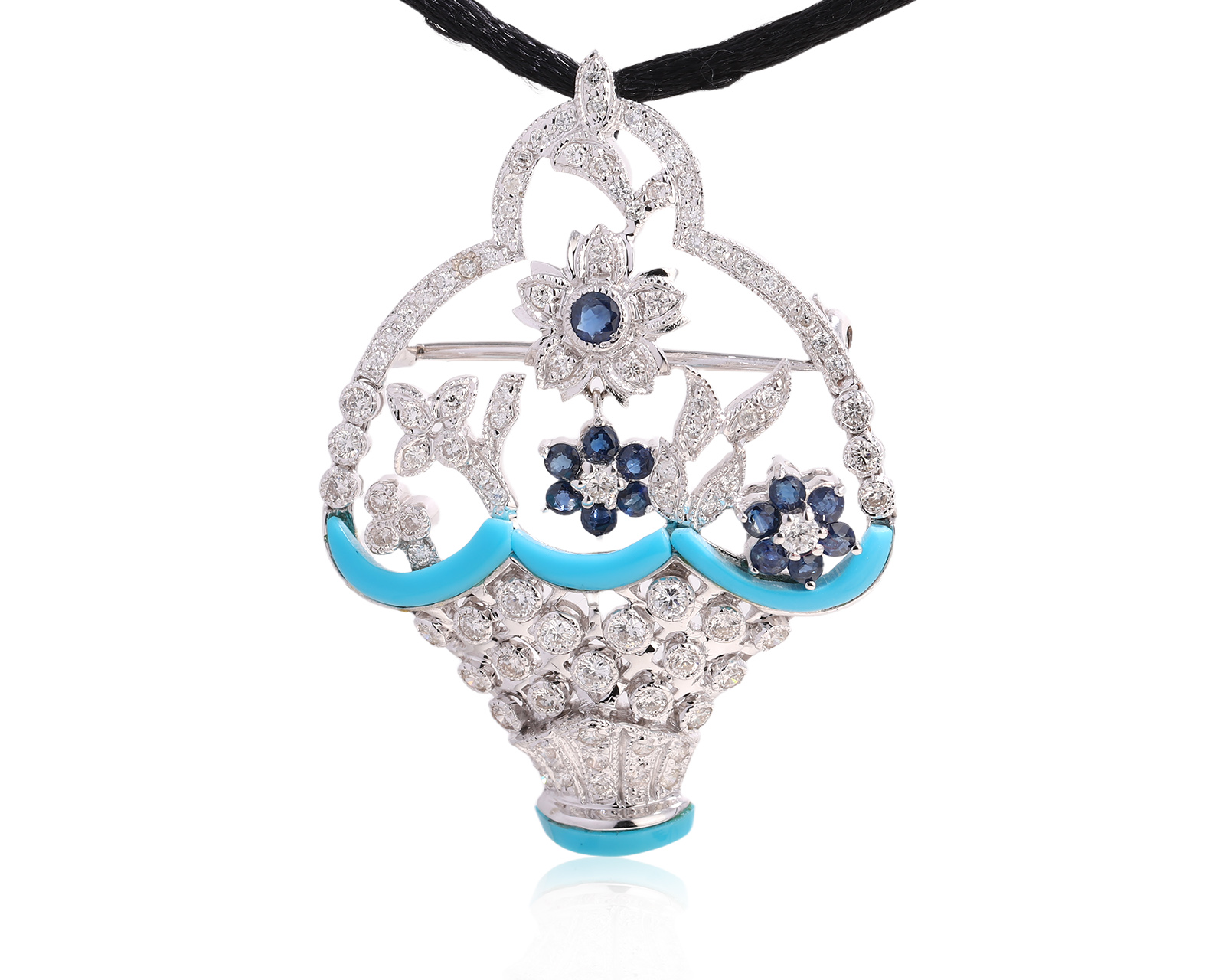 Золотой кулон-брошь с сапфирами 0.54ct и бриллиантами 1.16ct 210825/4