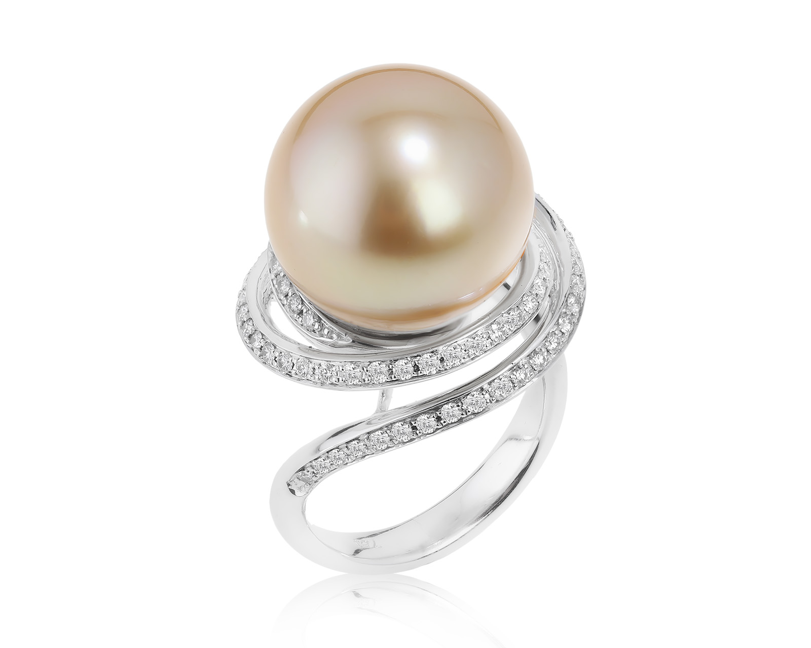 Романтичное золотое кольцо с жемчугом 15.47 мм 170222/5