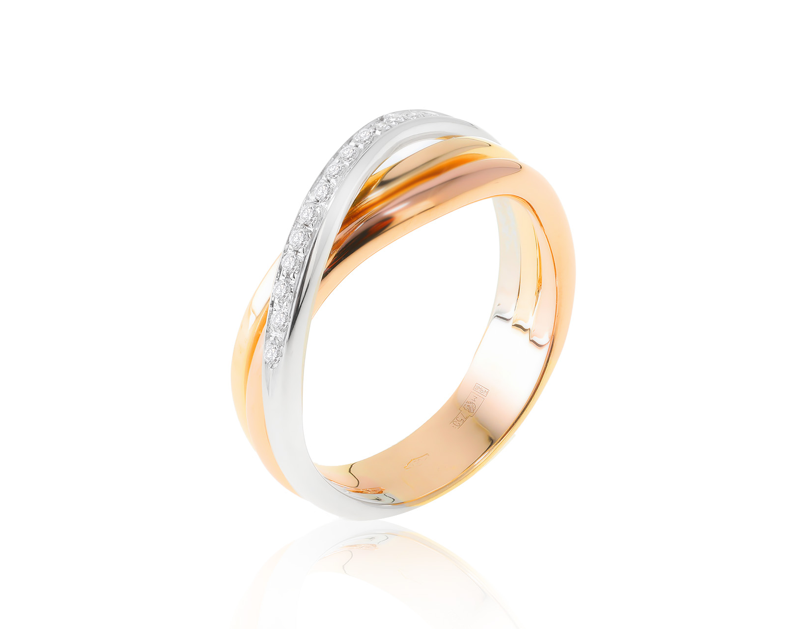 Модное золотое кольцо с бриллиантами 0.10ct 061222/8