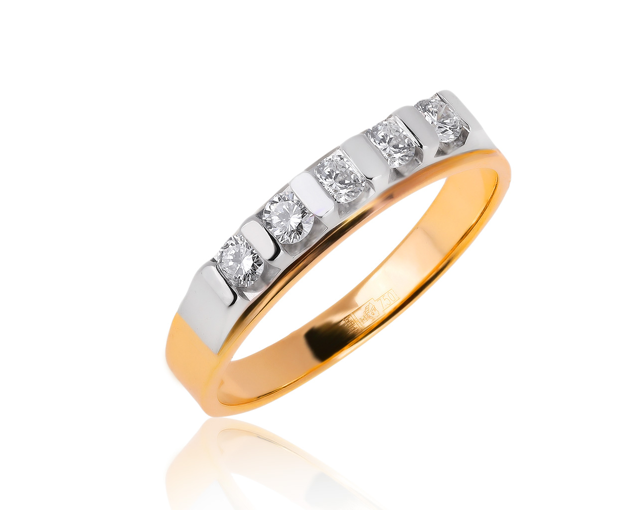 Итальянское золотое кольцо с бриллиантами 0.28ct