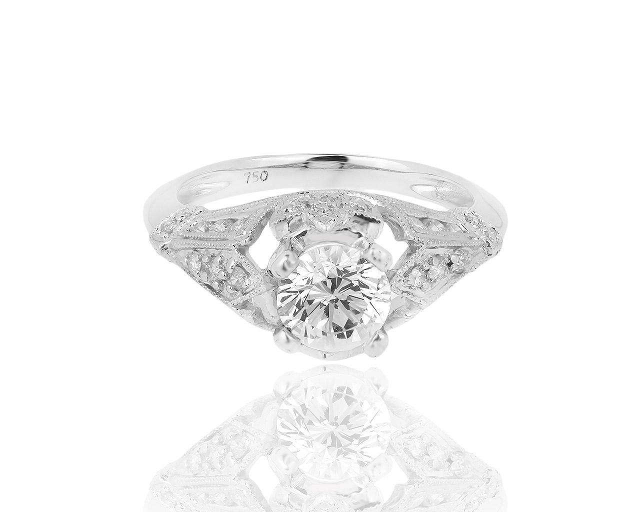 Помолвочное золотое кольцо с бриллиантами 1.39ct 240319/1