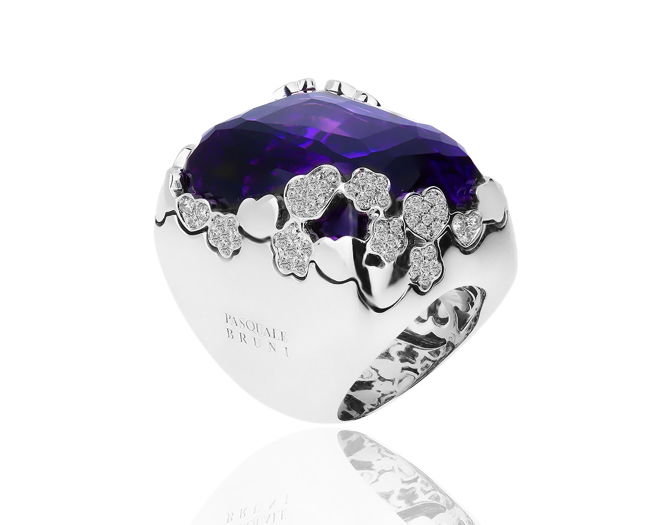 Оригинальное золотое кольцо с аметистом и бриллиантами 1.11ct Pasquale Bruni 270219/1