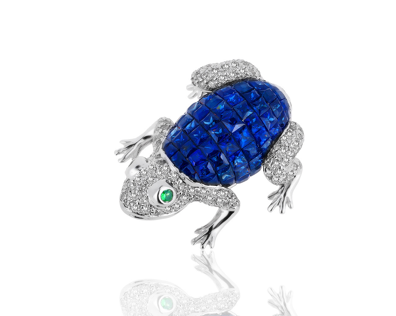 Фееричная золотая брошь с сапфирами 3.20ct 010719/24