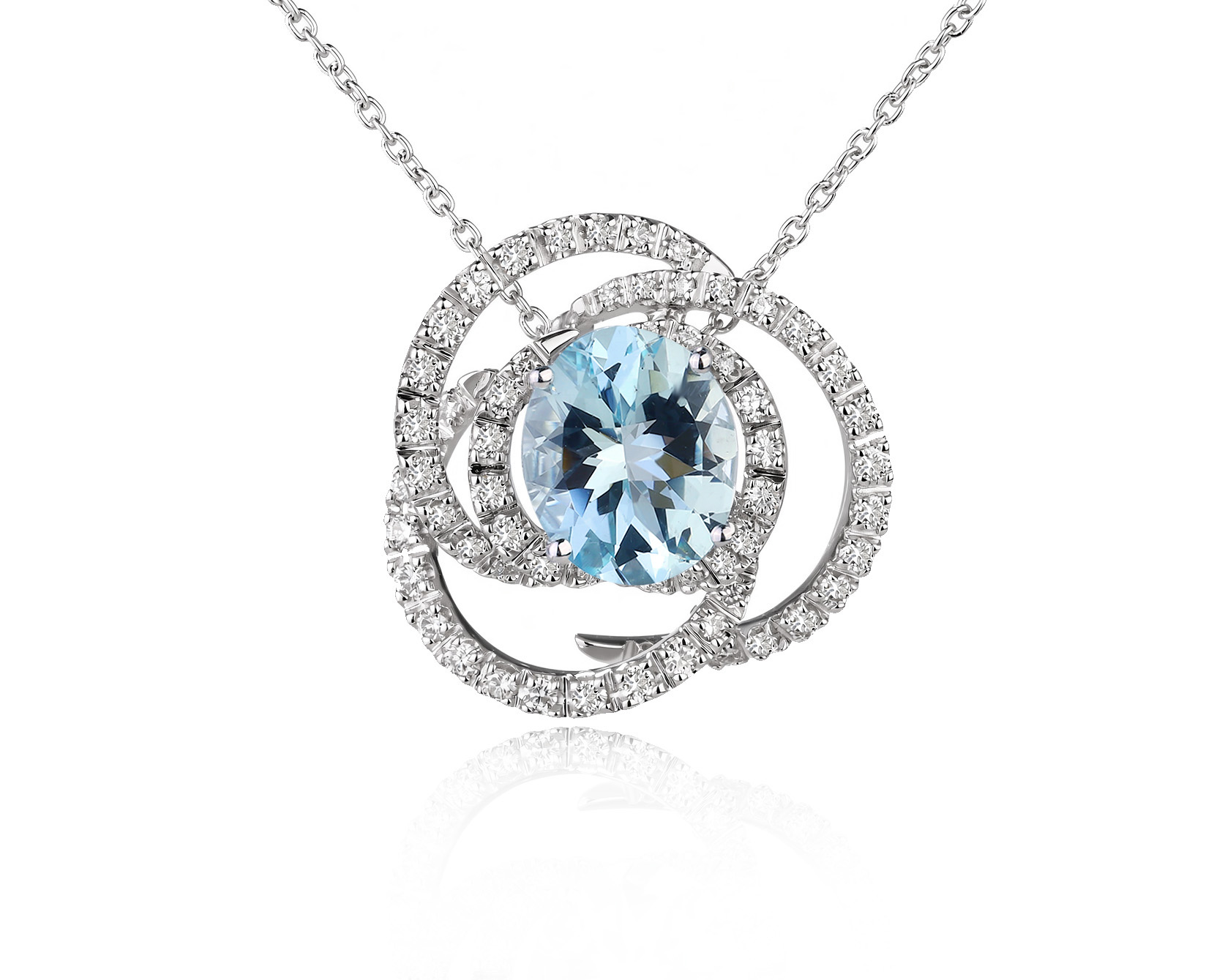 Оригинальное золотое колье с аквамарином 4.50ct Damiani Rose 251026/3