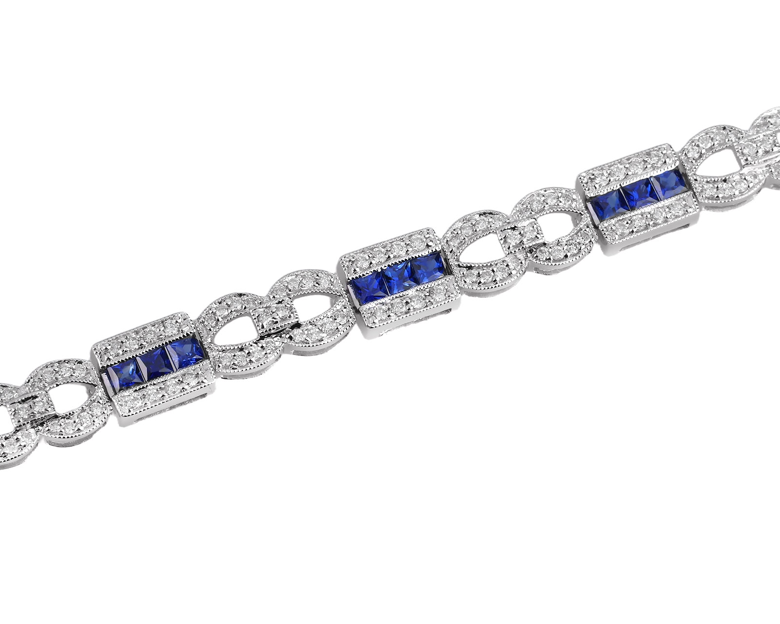 Золотой браслет с сапфирами 1.90ct и бриллиантами 1.32ct