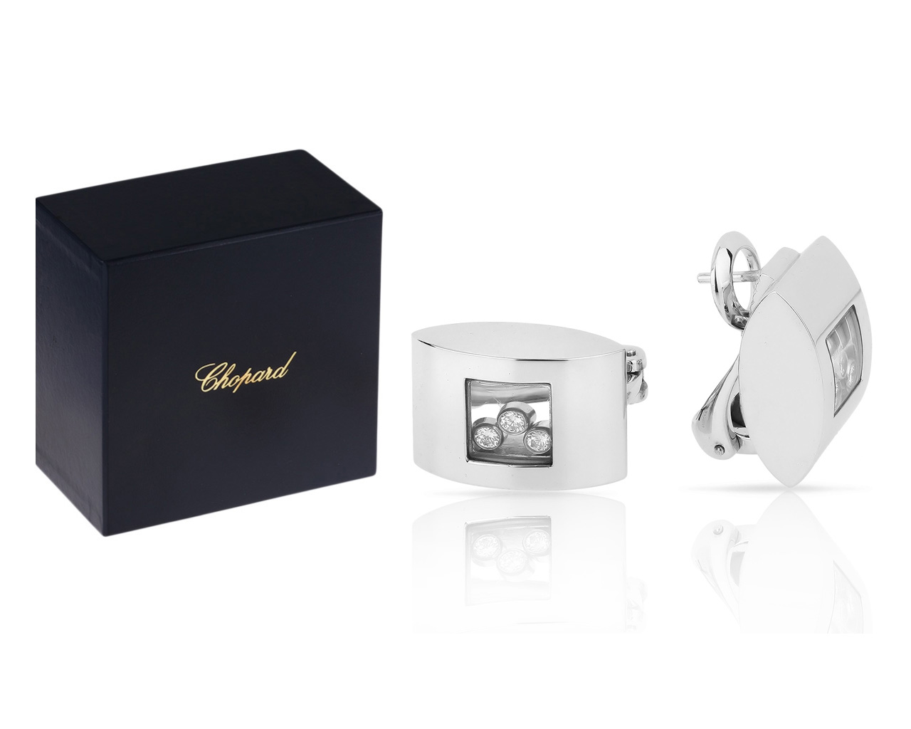 Золотые серьги с бриллиантами Chopard Happy Diamonds 220418/3