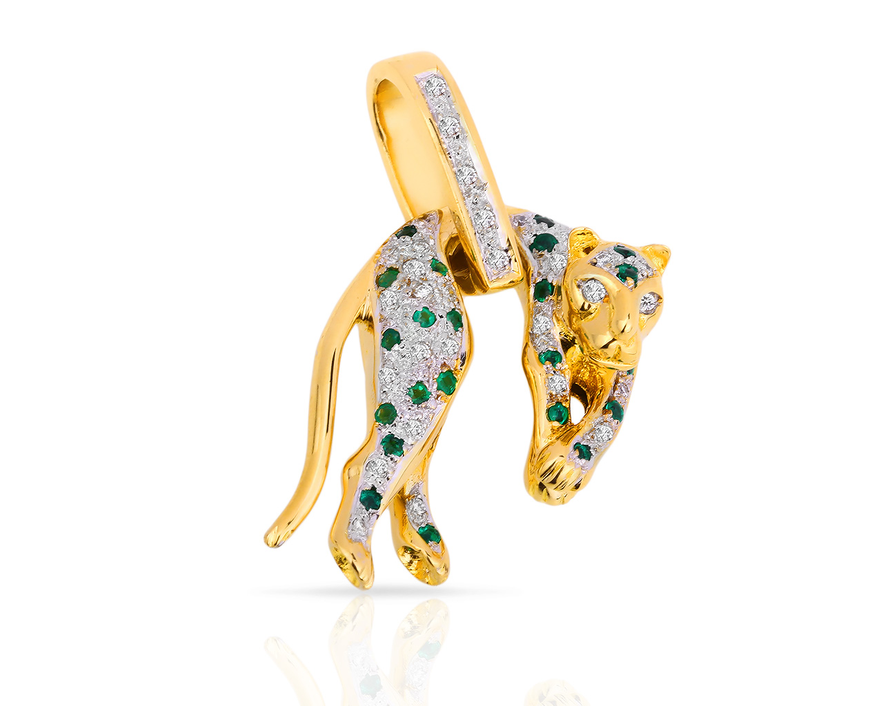 Золотой кулон с бриллиантами 0.20ct и изумрудами 0.25ct