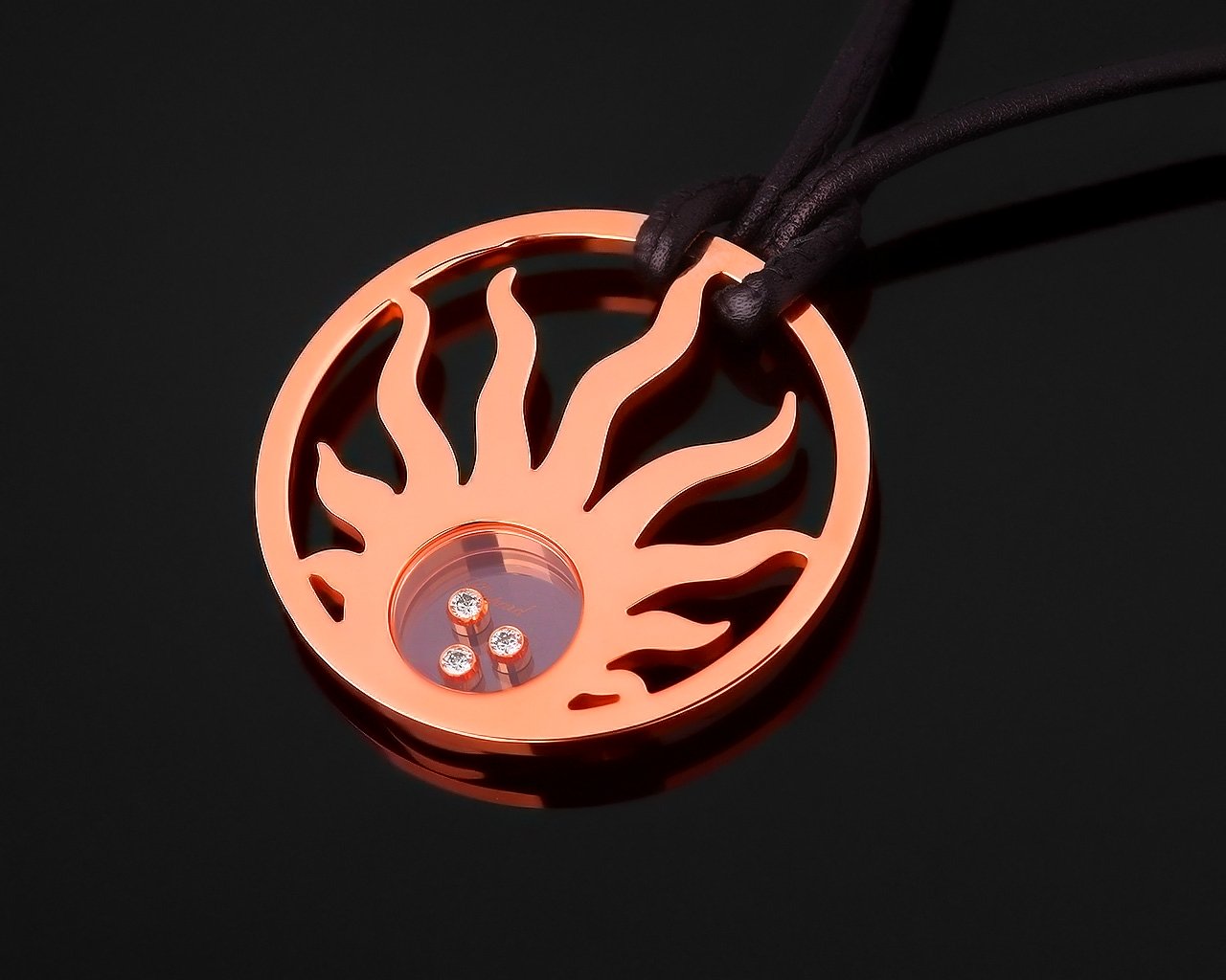 Шикарный золотой кулон Chopard Happy Sun 071017/22