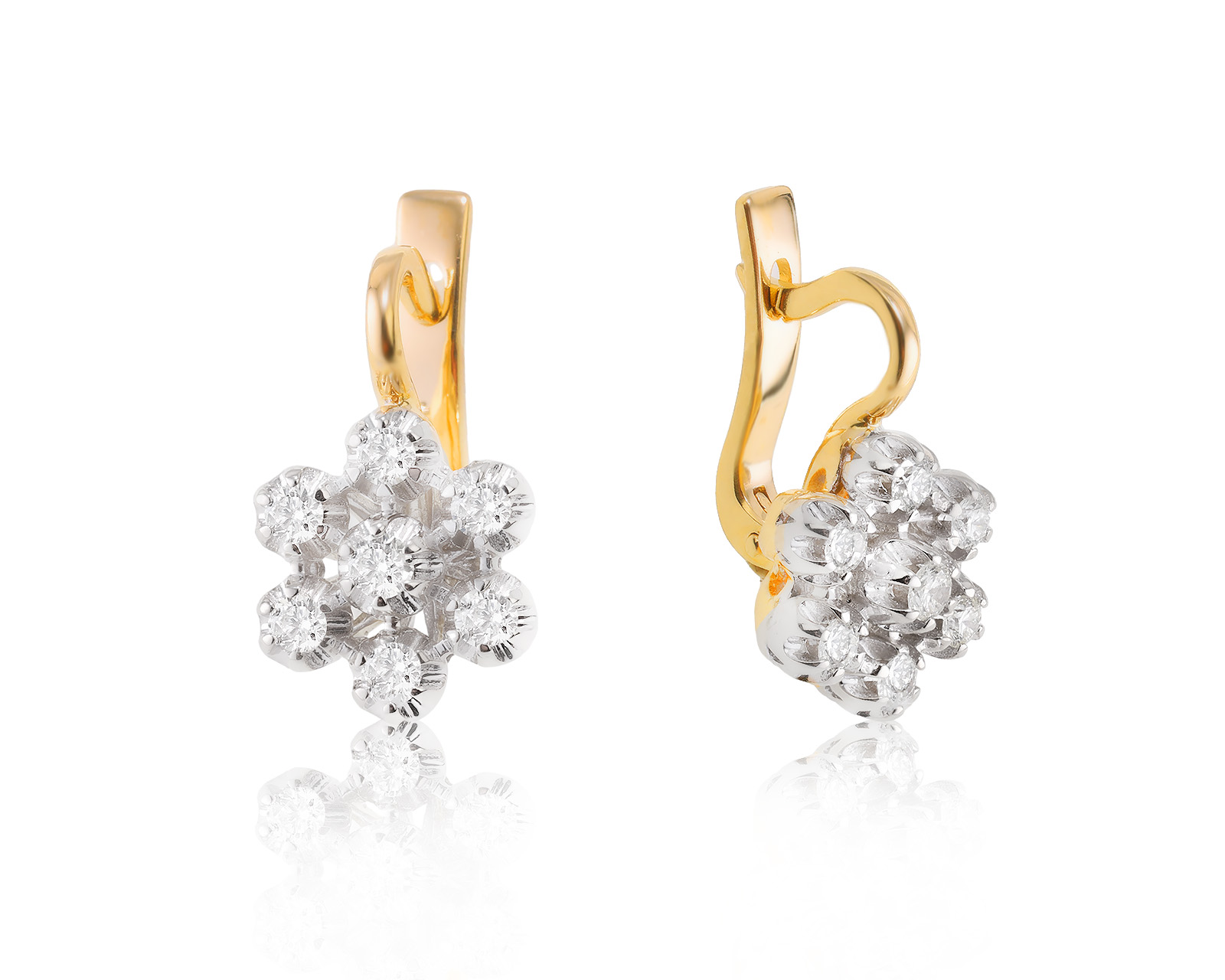 Золотые серьги с бриллиантами 0.89ct 251223/6 Золотые серьги с бриллиантами 0.89ct 251223/6
