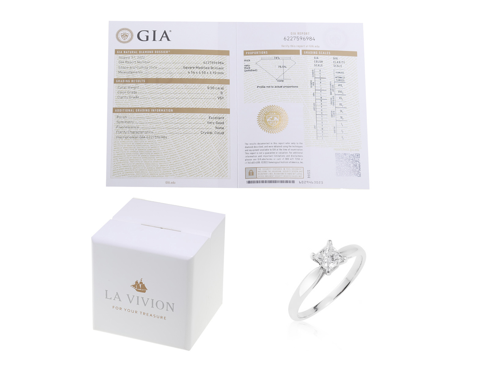 Оригинальное золотое кольцо с бриллиантом 0.50ct La Vivion