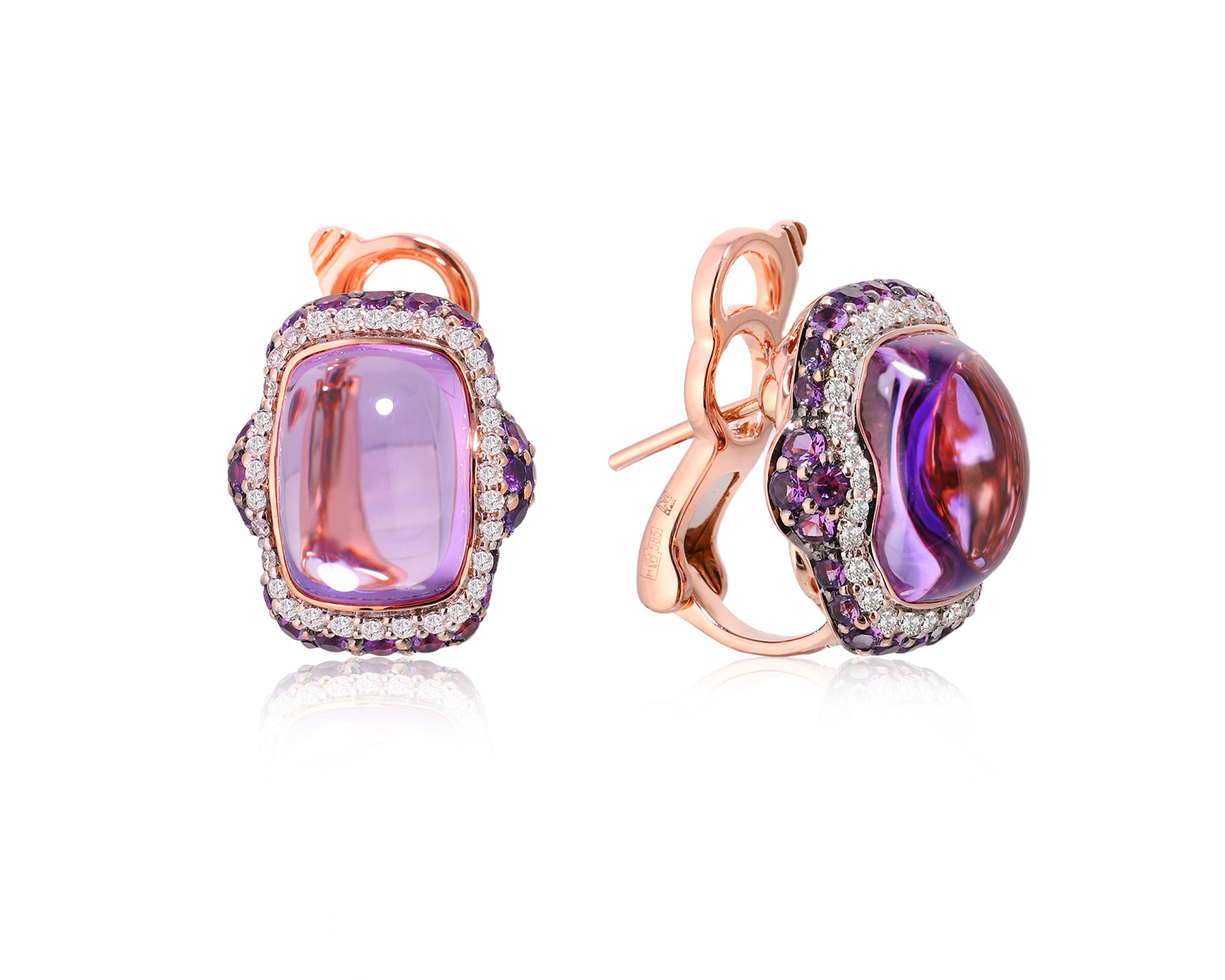 Оригинальные золотые серьги с аметистами 12.76ct Belle Bague (GIM)