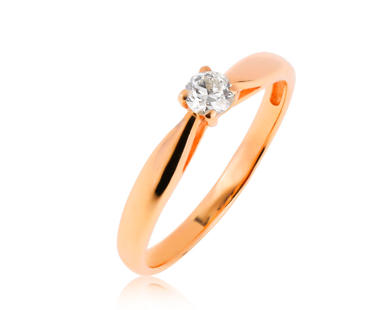 Красивое золотое кольцо с бриллиантом 0.15ct