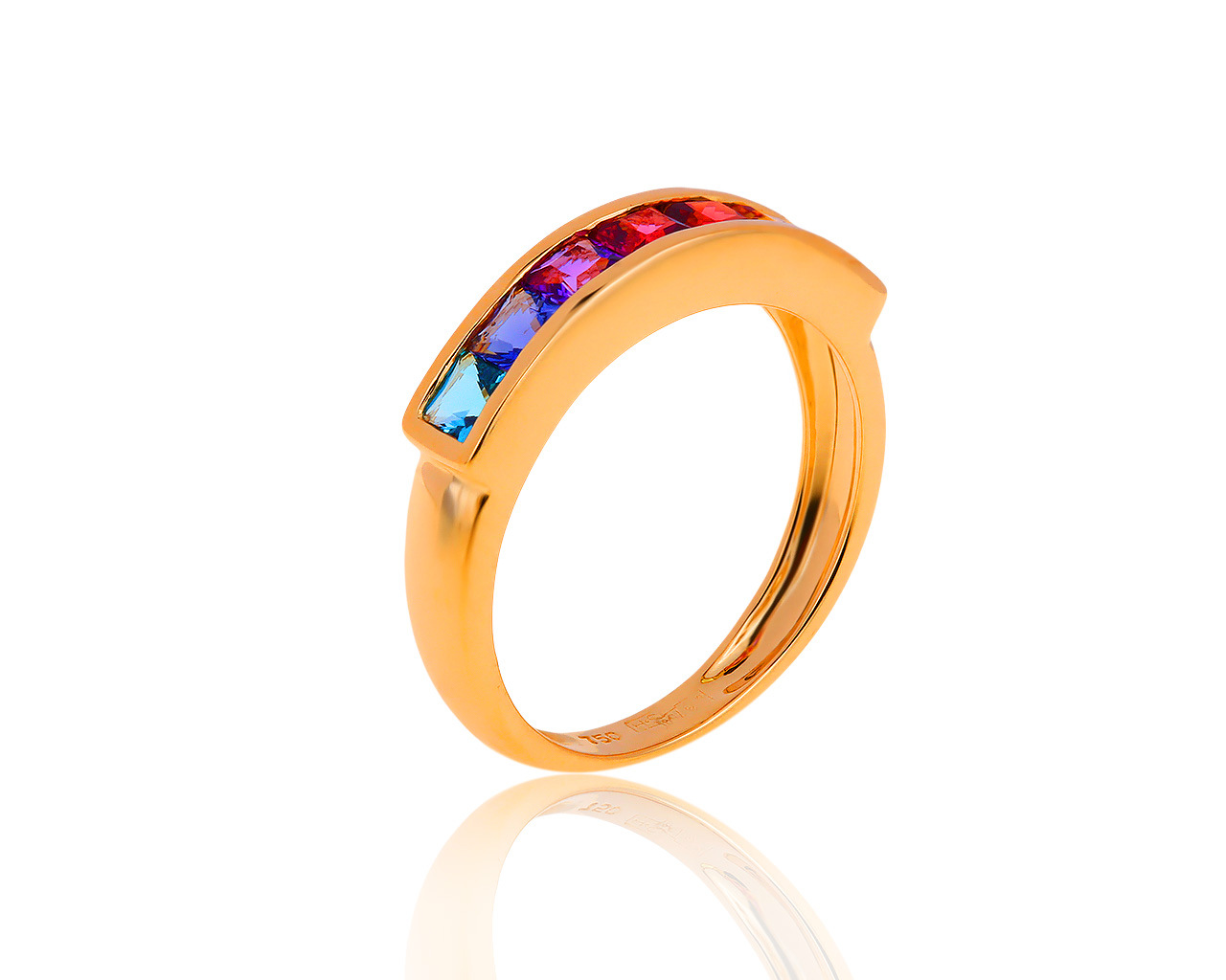 Оригинальное золотое кольцо с цветными камнями H.Stern
