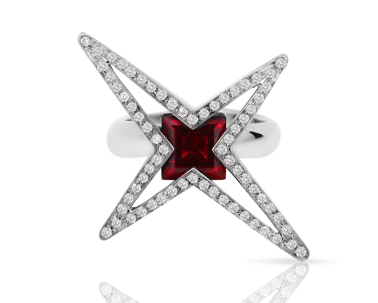 Золотое кольцо с бриллиантами 0.44ct и гранатом Gavello 210318/22