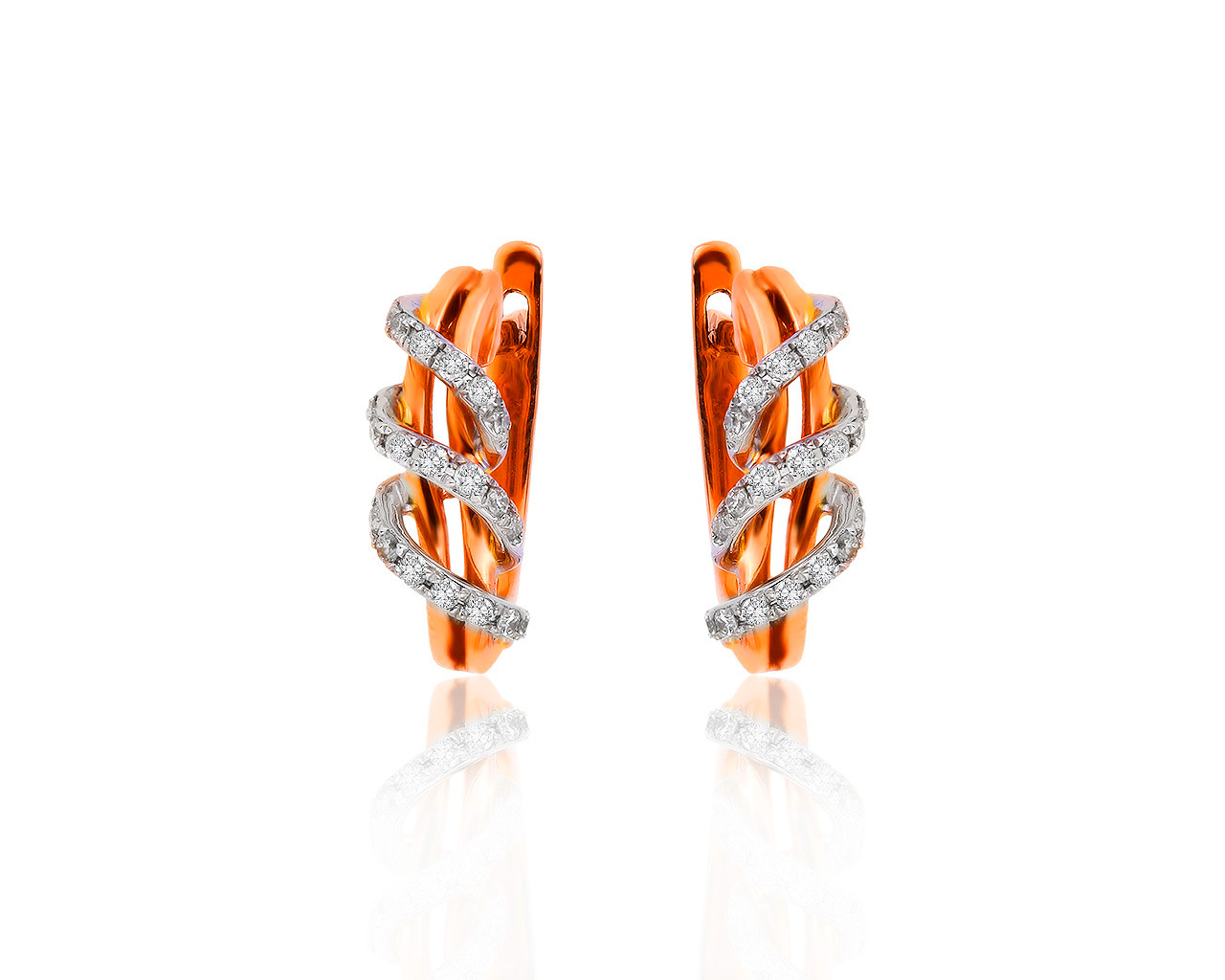 Изысканные золотые серьги с бриллиантами 0.24ct 100418/5 Изысканные золотые серьги с бриллиантами 0.24ct 100418/5
