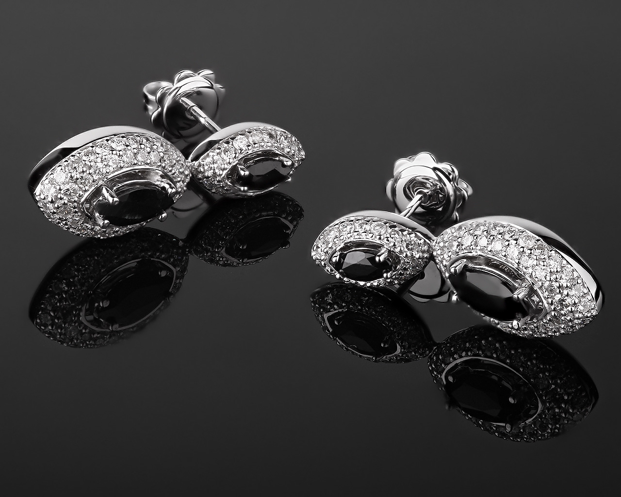 Золотые серьги с сапфирами 1.03ct и бриллиантами 1.20ct 250817/3