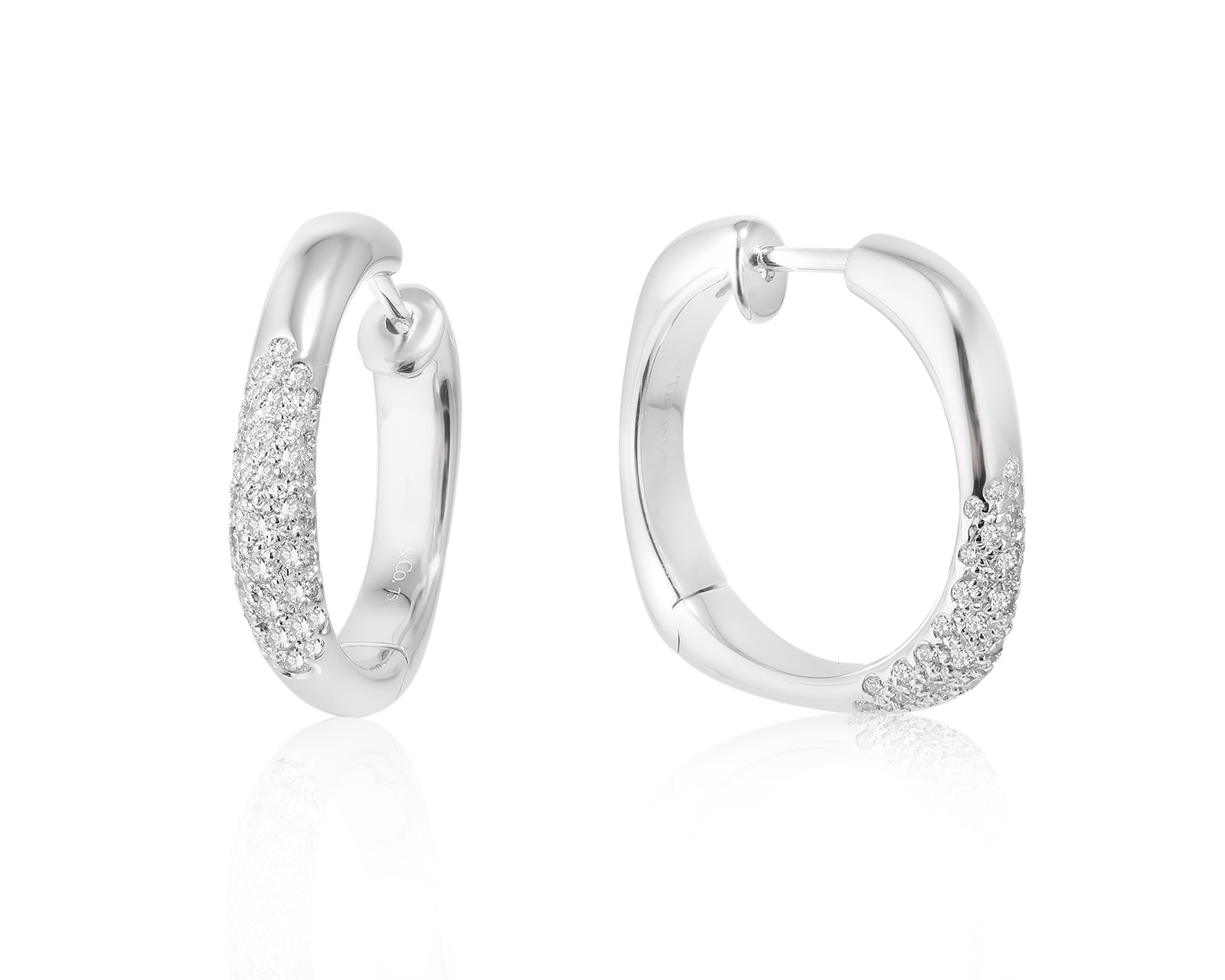 Оригинальные золотые серьги Tiffany&Co Square Cushion Hoop