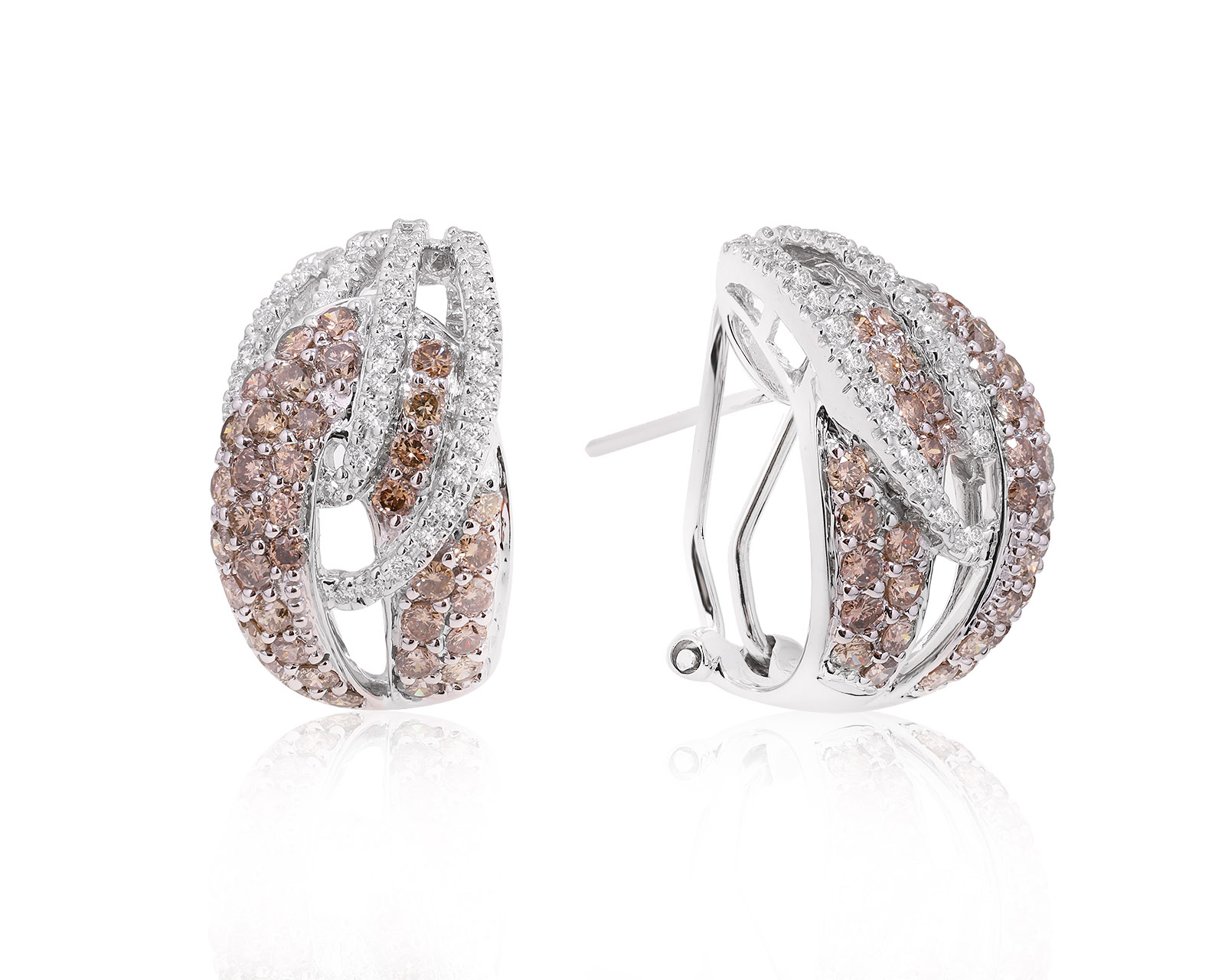 Золотые серьги с бриллиантами 1.86ct