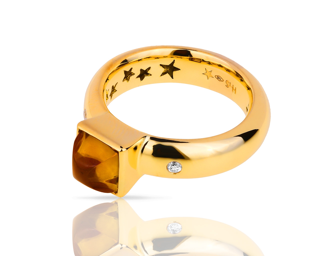 Оригинальное золотое кольцо с цитрином H.Stern