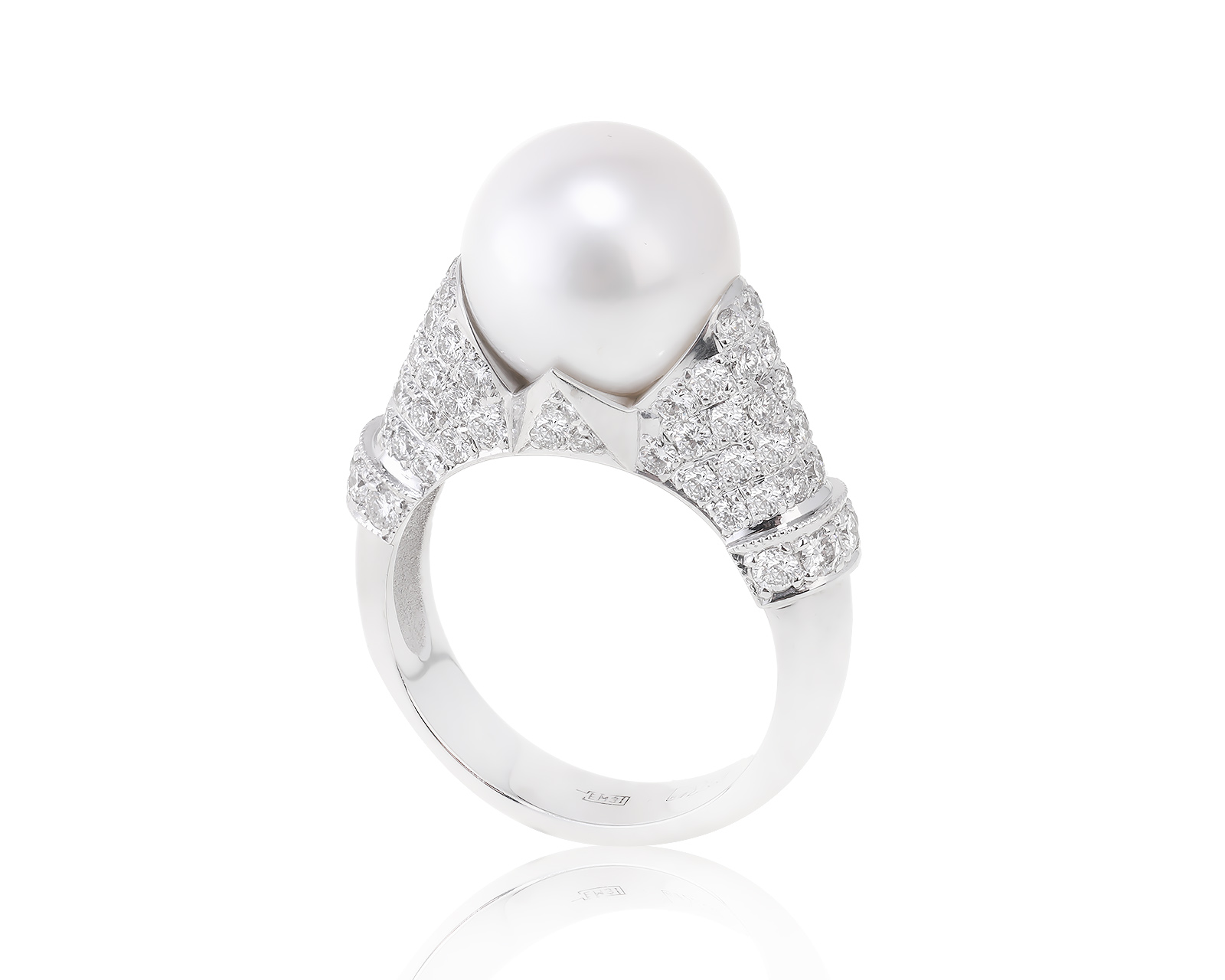 Роскошное золотое кольцо с жемчугом 11.50 мм 150323/6