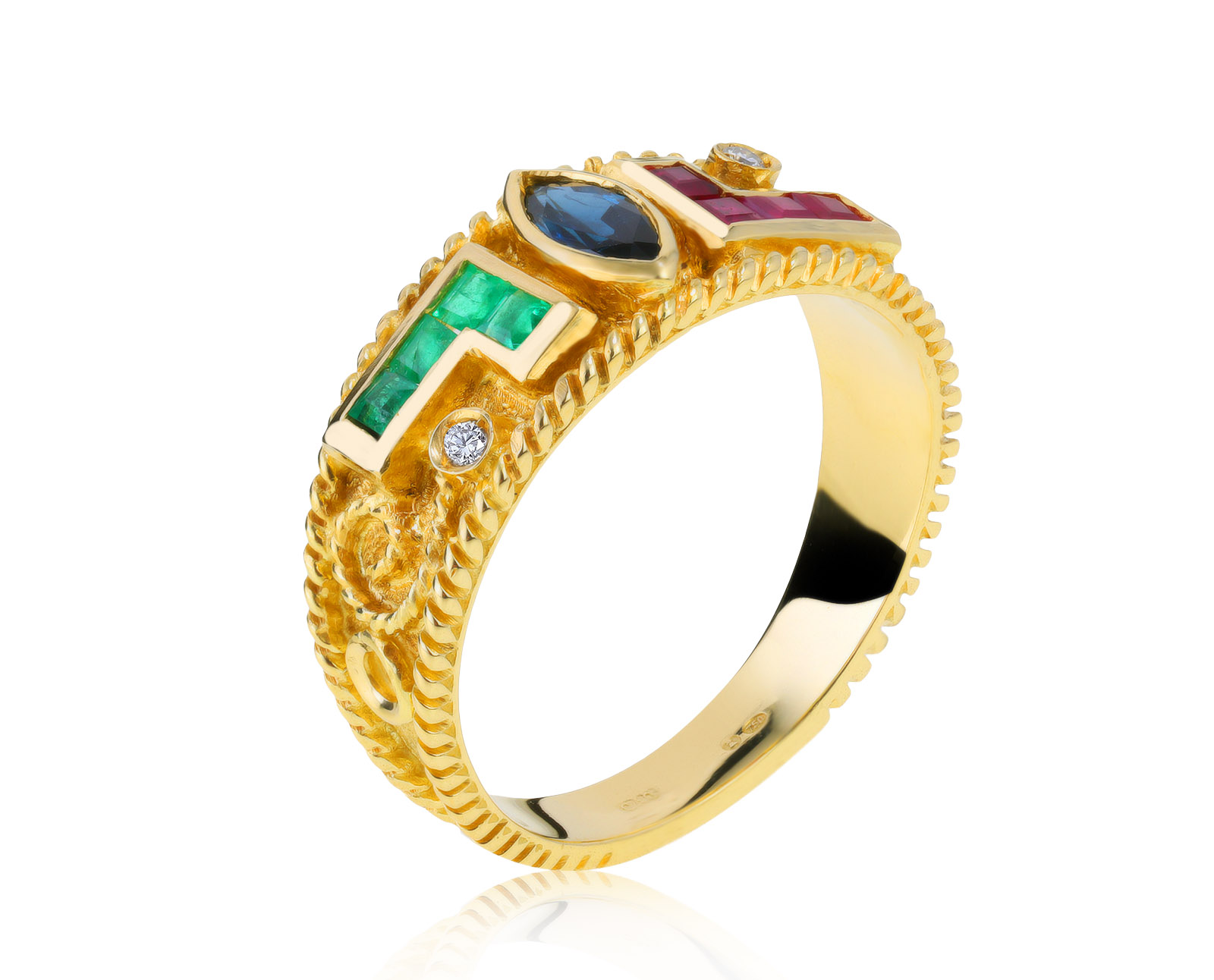 Завораживающее золотое кольцо с сапфиром 0.25ct 270821/22