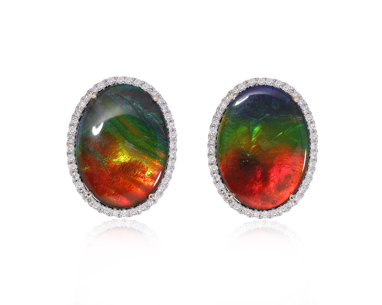 Золотые серьги с аммолитами 17.85ct Evgeny Matveev 090425/Б115 Золотые серьги с аммолитами 17.85ct Evgeny Matveev 090425/Б115