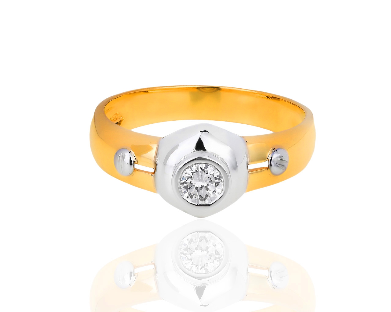 Итальянское золотое кольцо с бриллиантом 0.32ct Brev