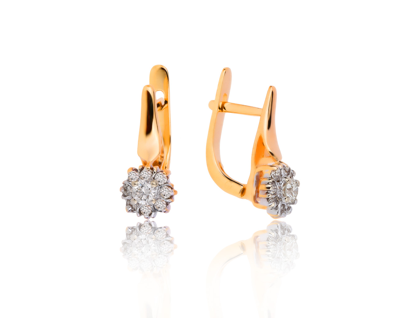 Нарядные золотые серьги с бриллиантами 0.40ct