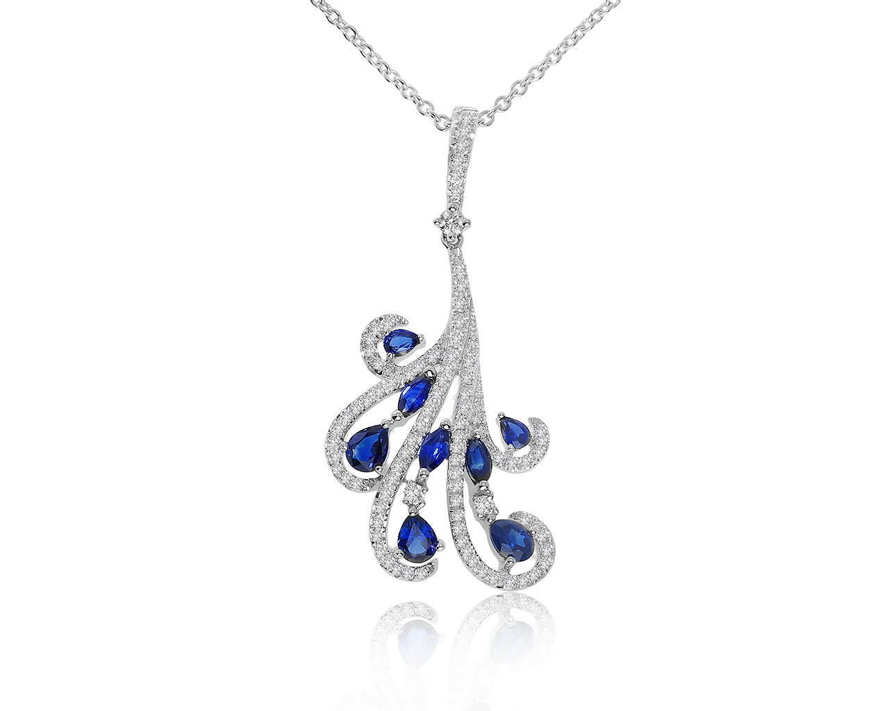 Прелестный золотой кулон с сапфирами 0.38ct 110221/7