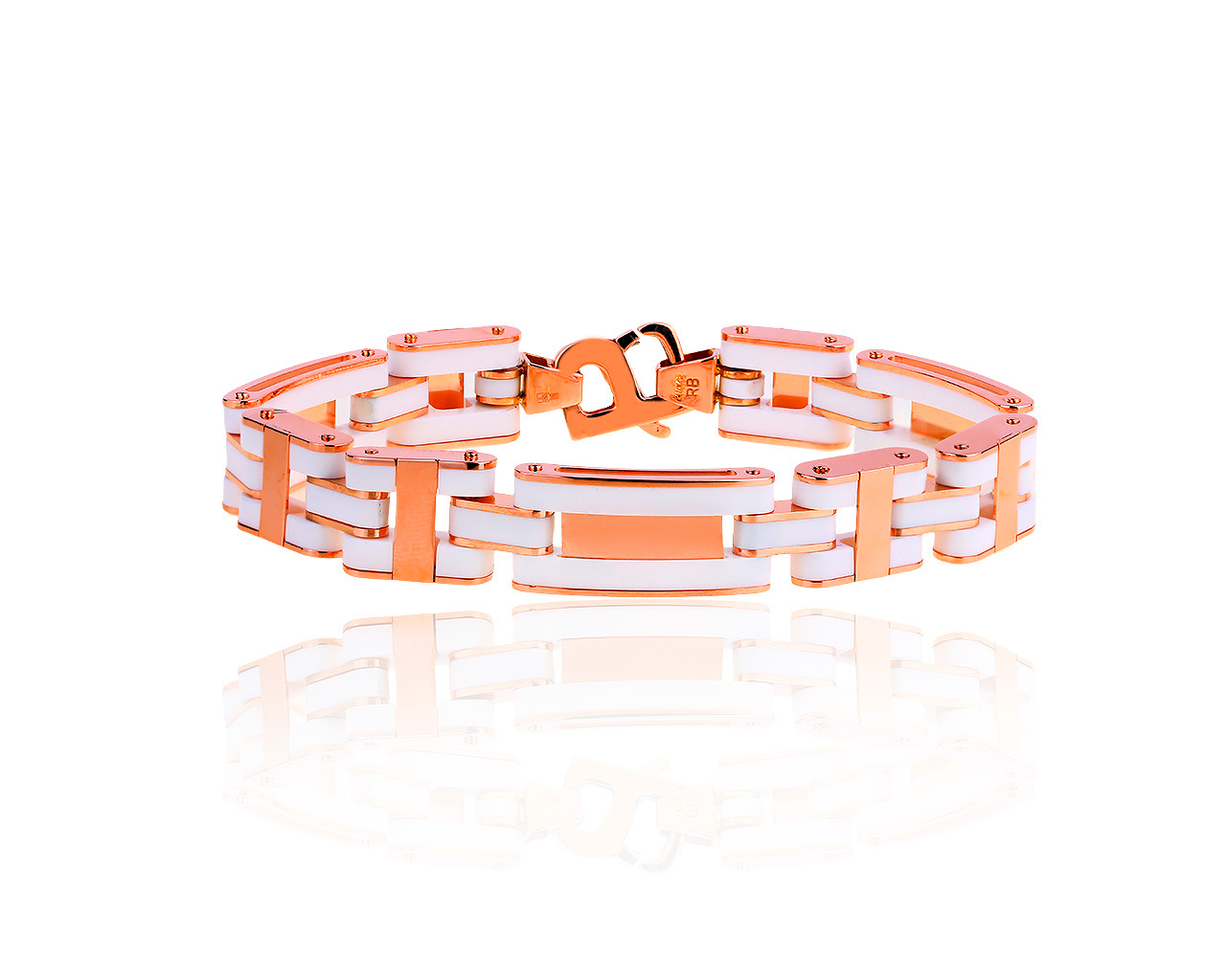 Оригинальный золотой браслет с белым агатом Roberto Bravo 180519/8