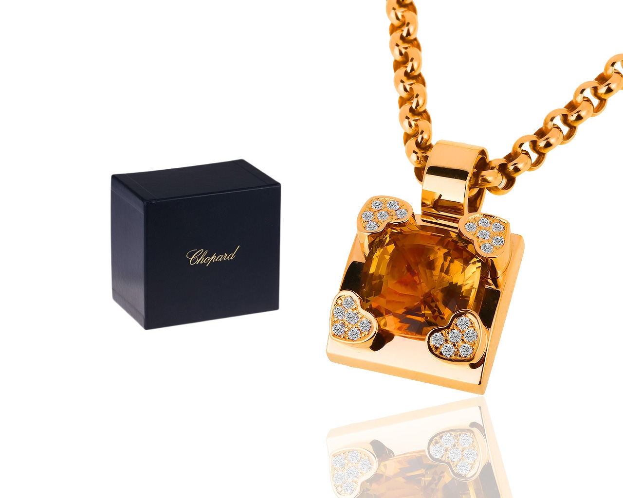 Золотая подвеска с цитрином и бриллиантами 0.15ct Chopard – купить по цене249 500 ₽ в интернет-магазине Mister Diamond с доставкой