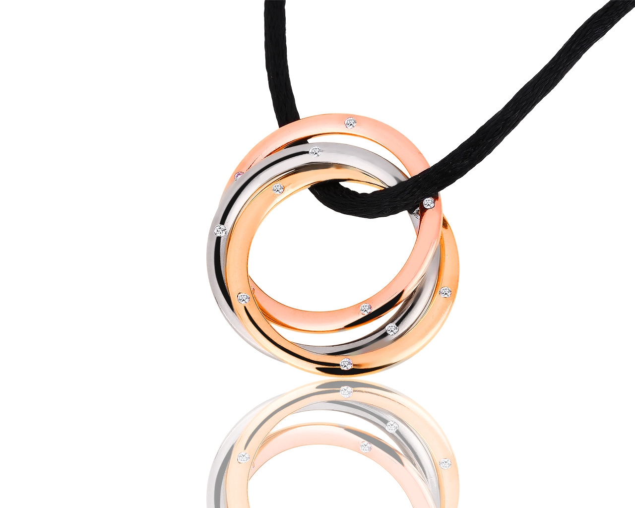 Золотая подвеска с бриллиантами 0.10ct Cartier Trinity 150818/16