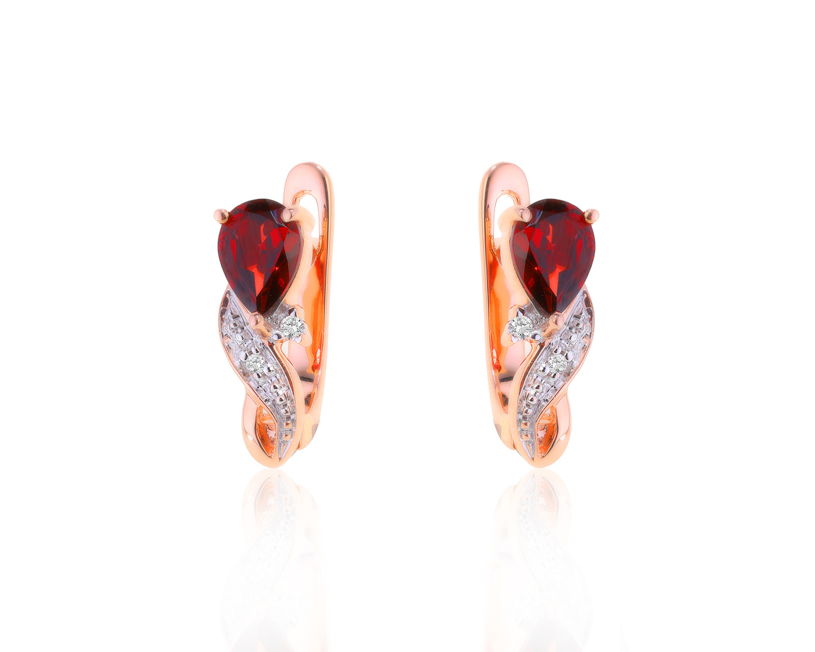 Богатые золотые серьги с гранатами 1.70ct