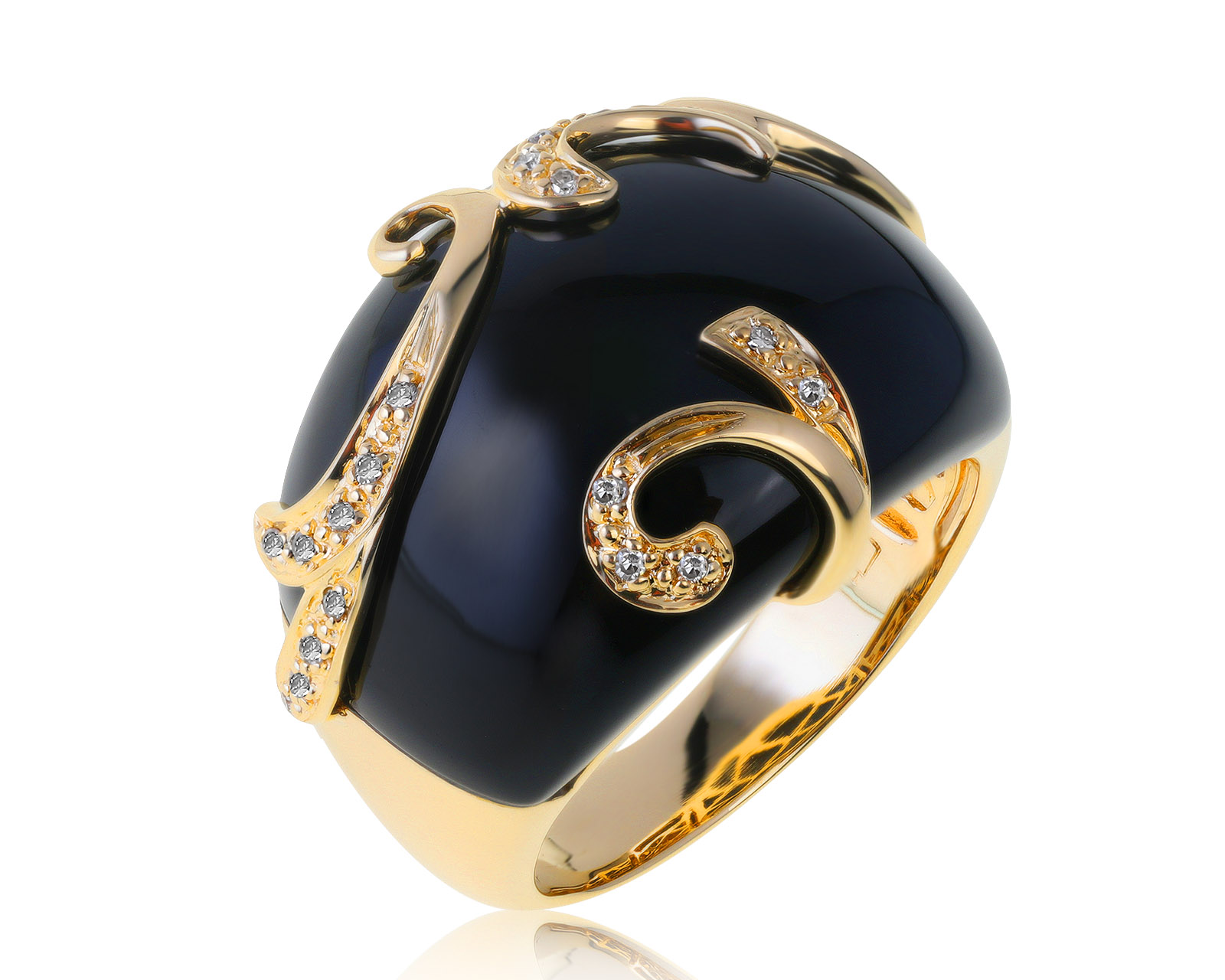 Волшебное золотое кольцо с ониксом