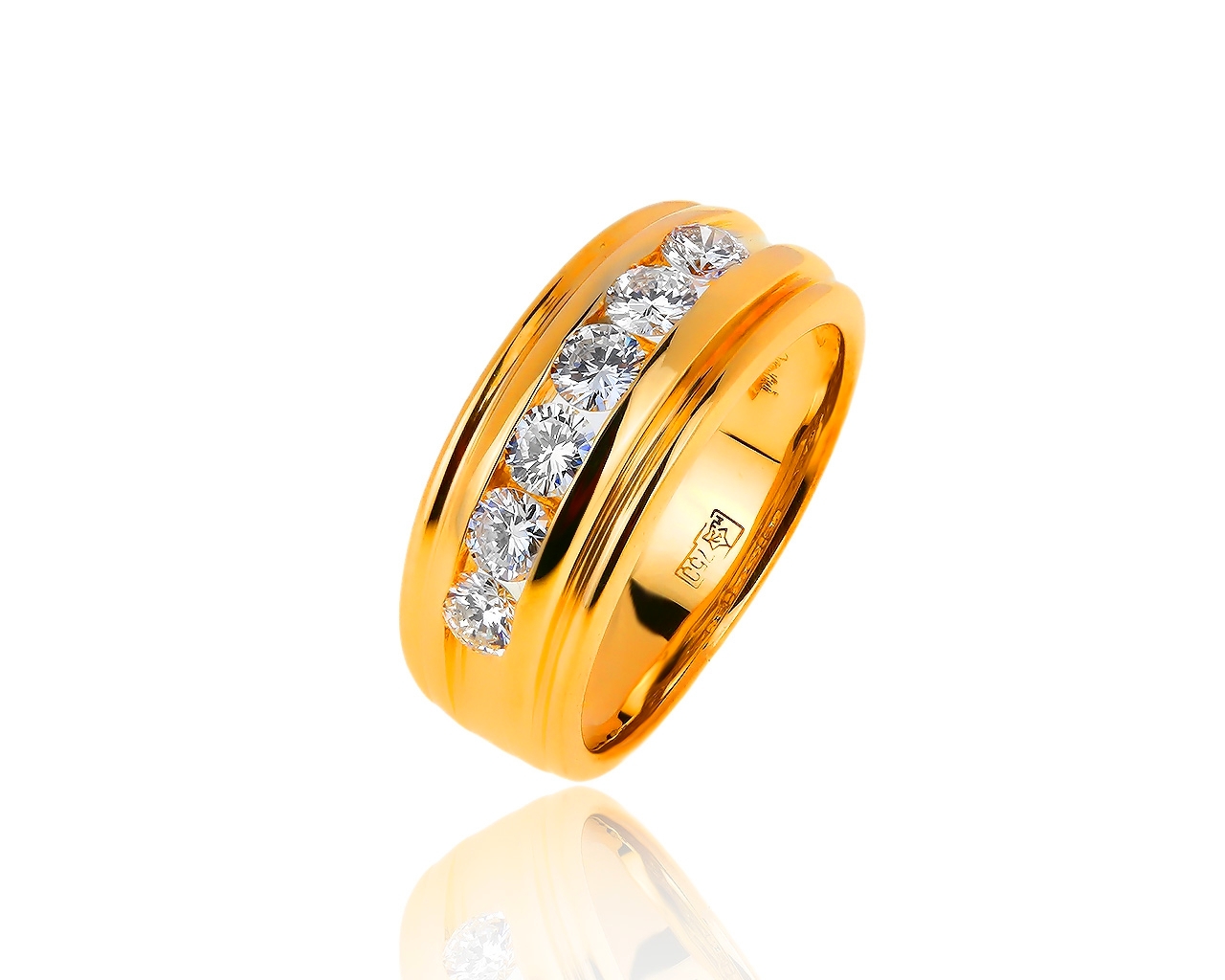 Итальянское золотое кольцо с бриллиантами 0.70ct 040619/15