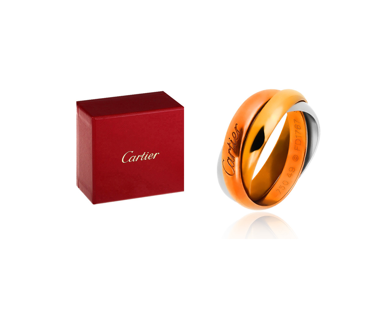 Прекрасное золотое кольцо Trinity De Cartier