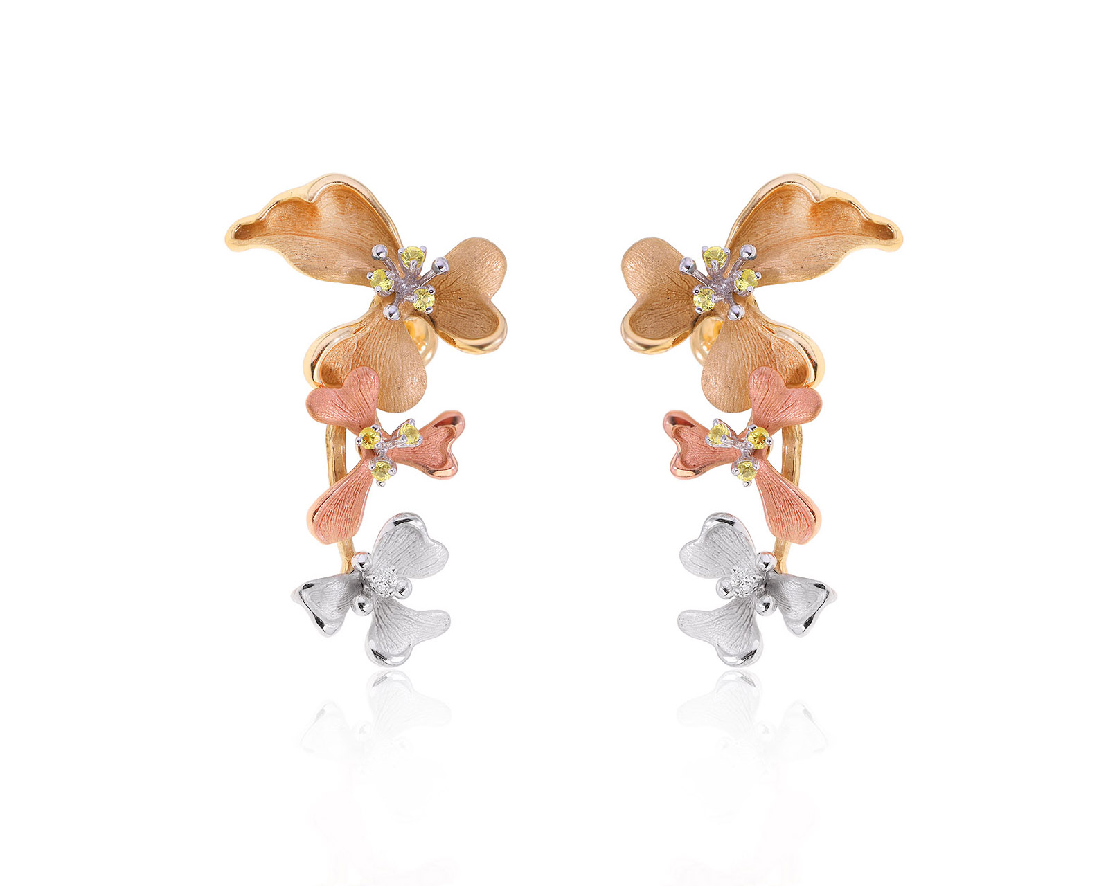 Оригинальные золотые серьги с желтыми сапфирами 0.36ct Roberto Bravo Kareena 240824/10