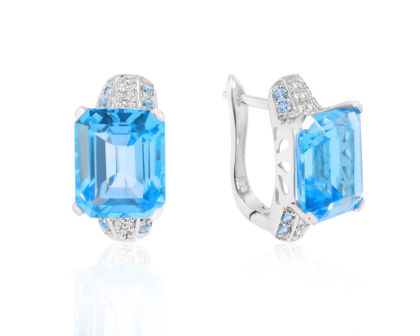 Золотые серьги с топазами 12.92ct и бриллиантами 0.08ct