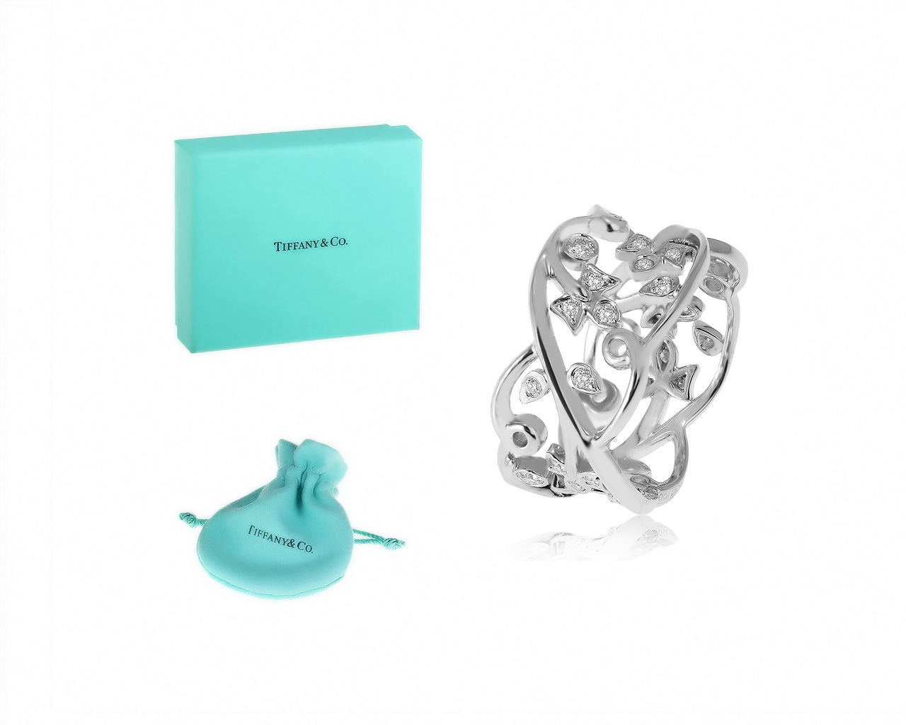 Оригинальное платиновое кольцо с бриллиантами 0.30ct Tiffany&Co