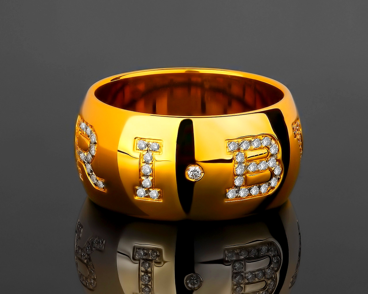 Золотое кольцо с бриллиантами 0.36ct Bvlgari Monologo 230318/19