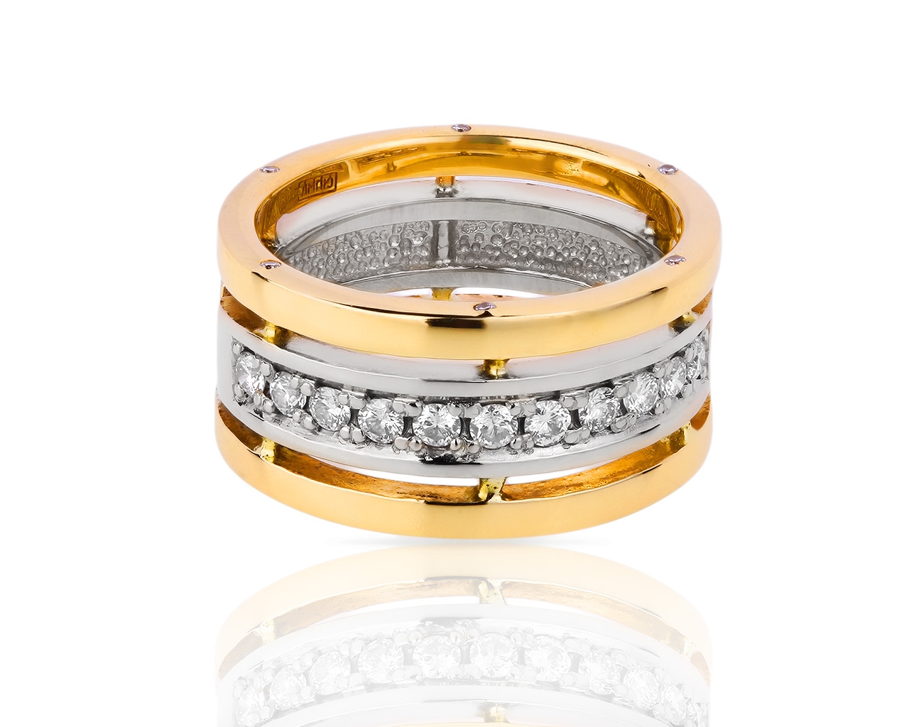 Солидное золотое кольцо с бриллиантами 0.32ct 100518/11