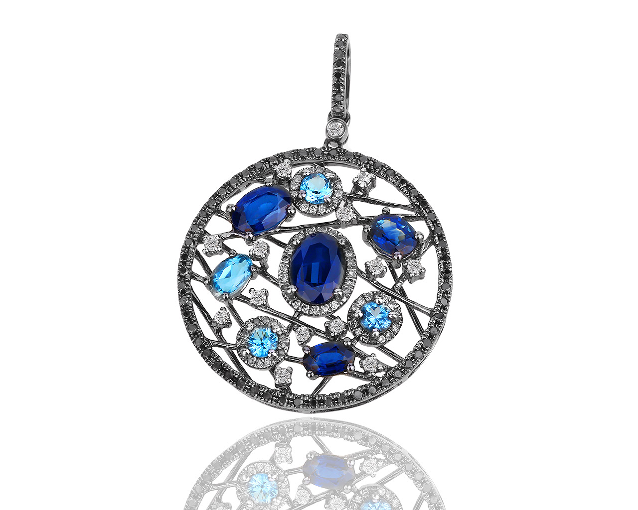 Золотая подвеска с бриллиантами 0.55ct и сапфирами 2.81ct 310818/5