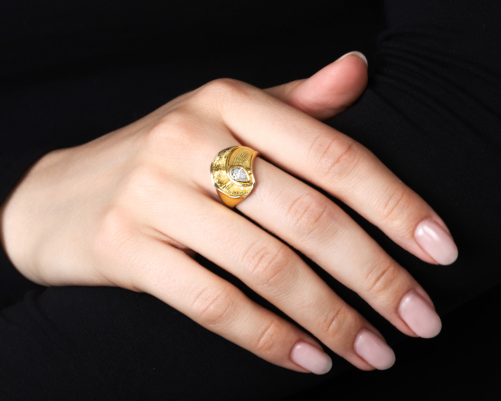Золотое кольцо с бриллиантом 0.40ct СССР