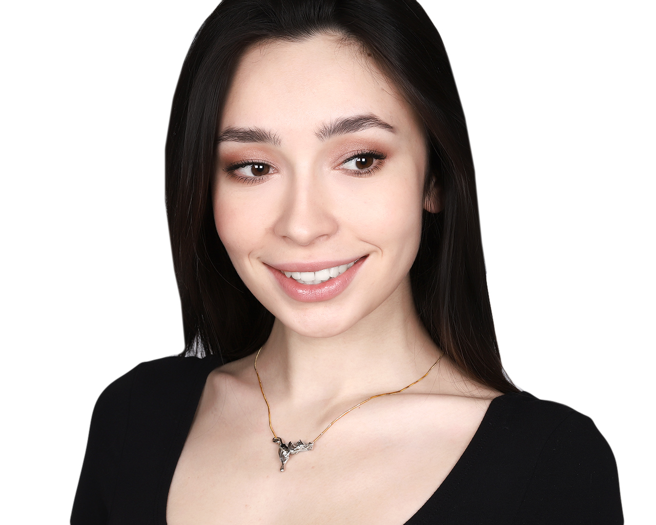 Женственный золотой кулон с бриллиантом 0.05ct