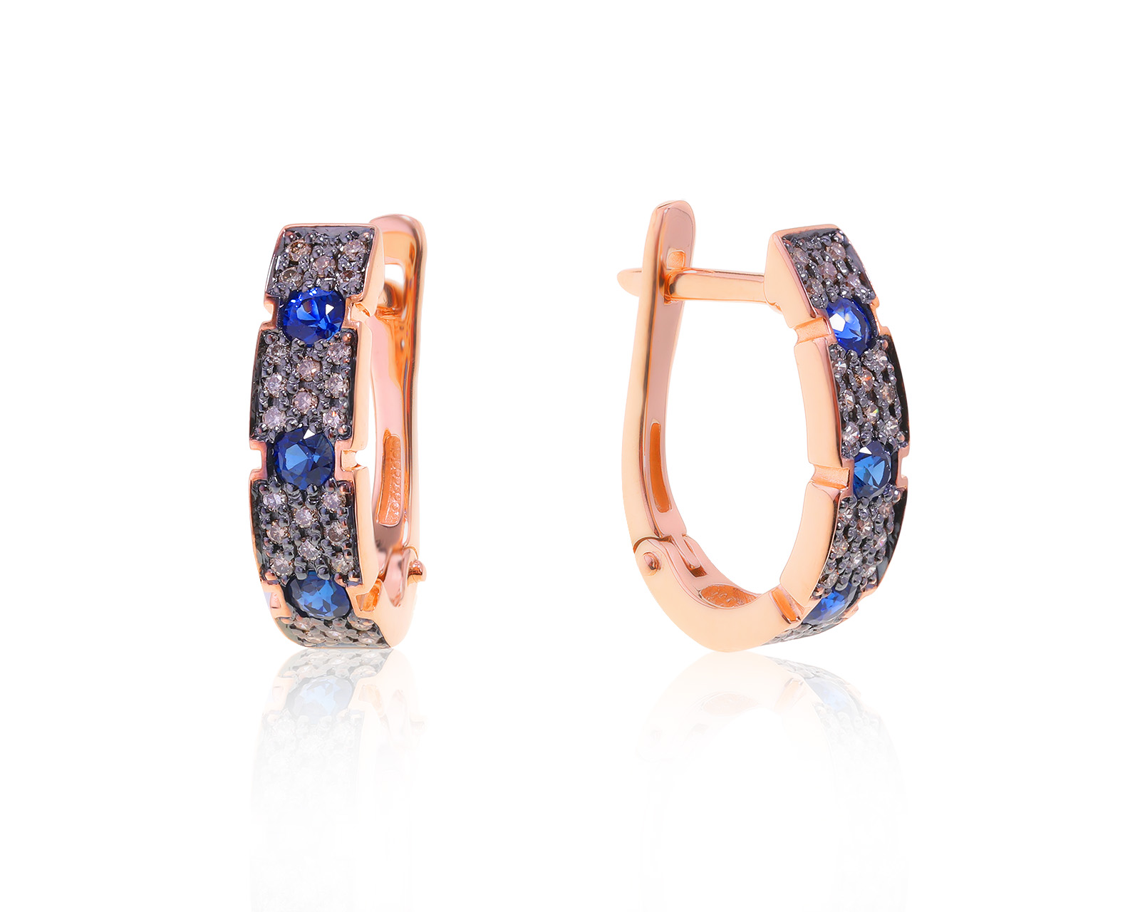Богатые золотые серьги с сапфирами 0.62ct 240422/5 Богатые золотые серьги с сапфирами 0.62ct 240422/5