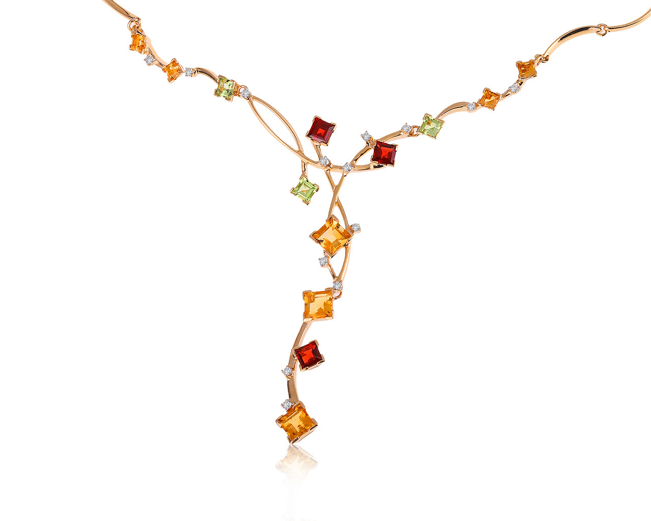 Прекрасное золотое колье с цветными камнями 4.18ct 260620/1