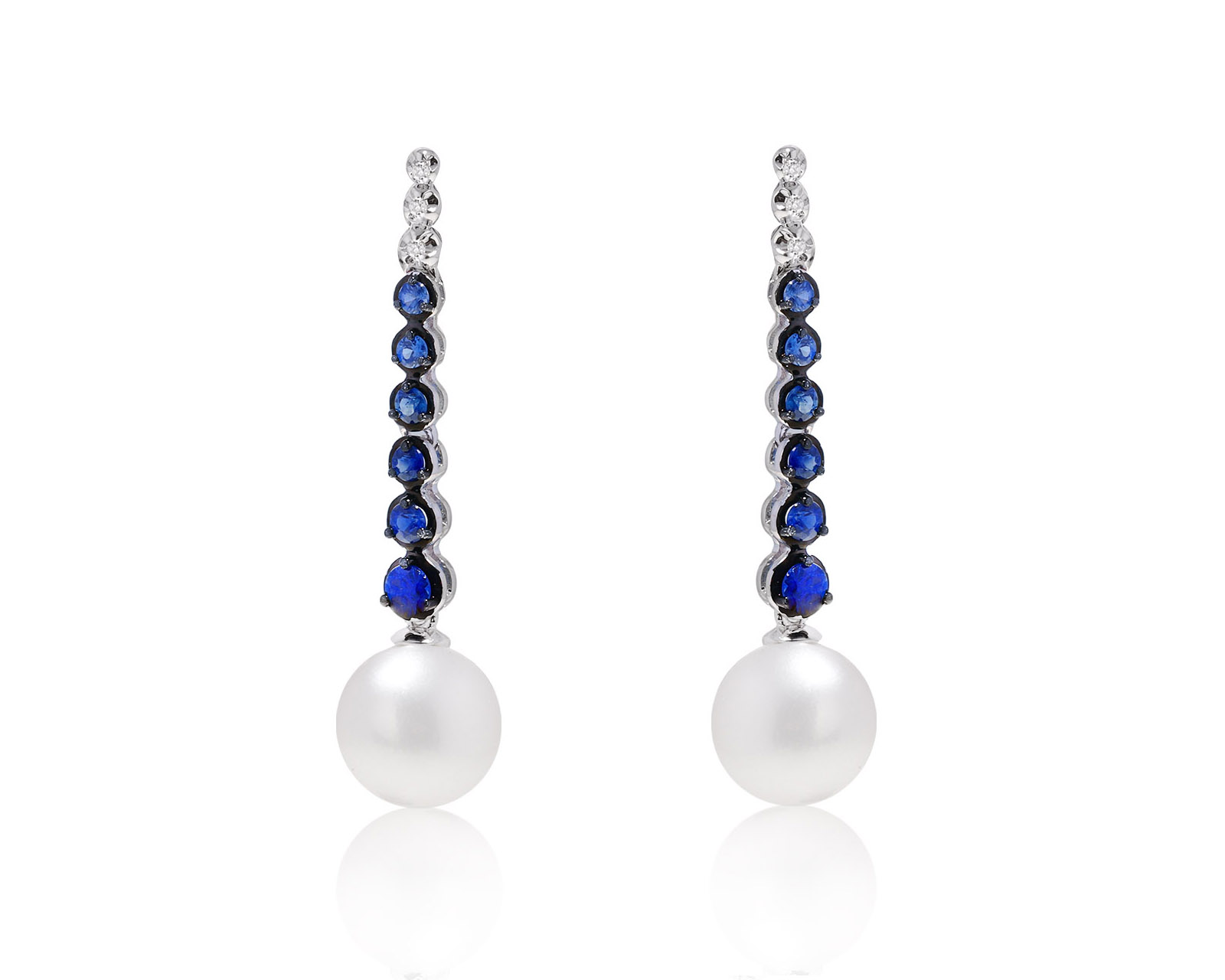 Оригинальные золотые серьги с жемчугом и сапфирами 0.48ct МЮЗ 180724/11