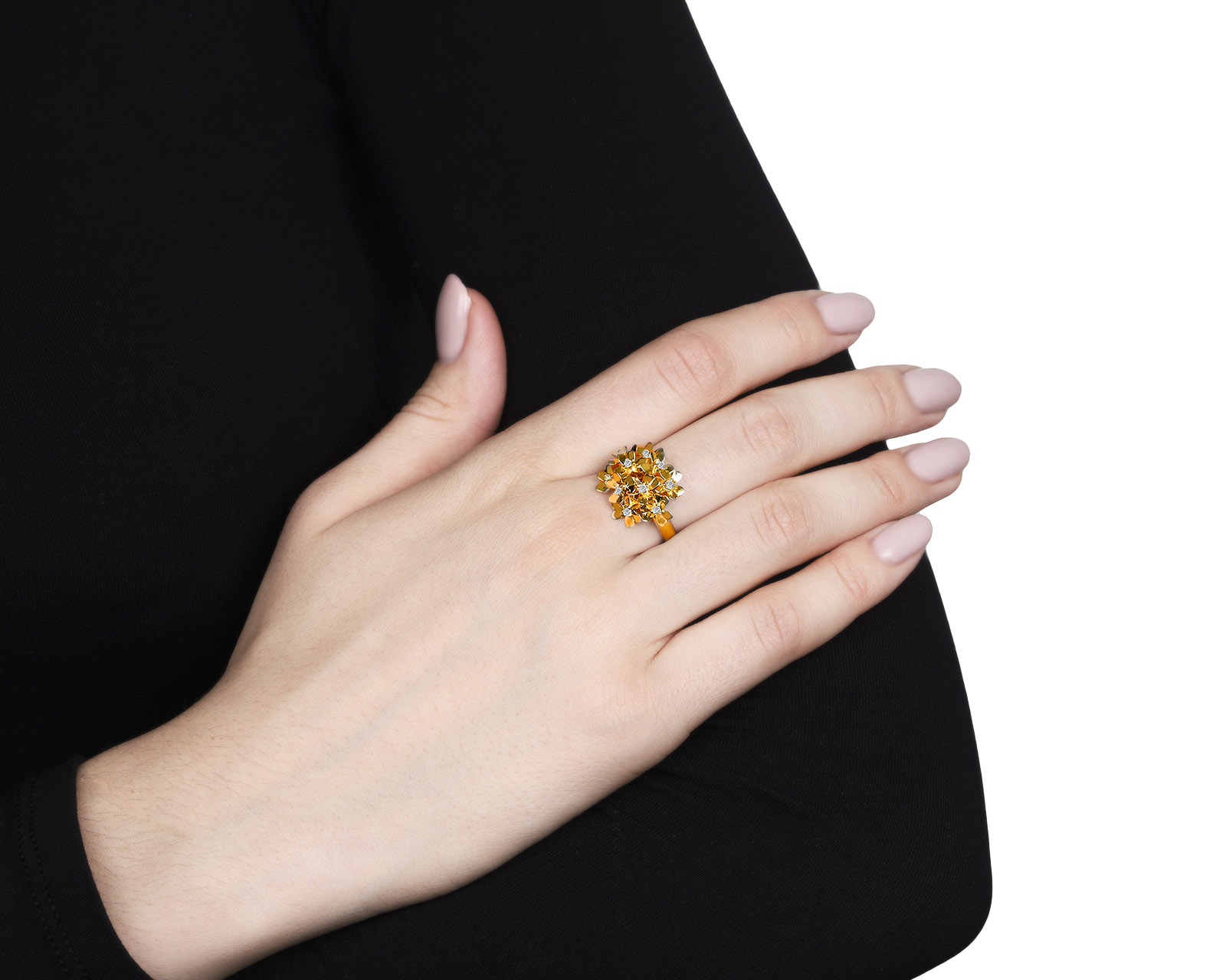 Роскошное золотое кольцо с бриллиантами 0.21ct