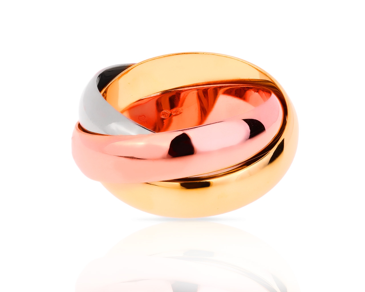 Стильное золотое кольцо Trinity De Cartier